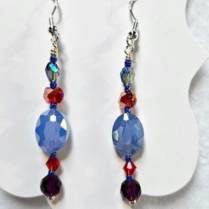J29 Handmade Purple Red Dangle Earrings